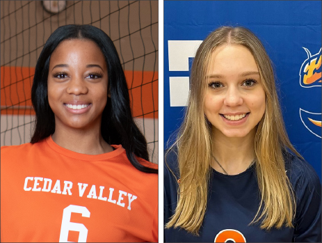 Dallas College Cedar Valley's Kalaya Pierce and Dallas College Eastfield's Amber Smart were named the Dallas Athletic Conference volleyball Players of the Week.
